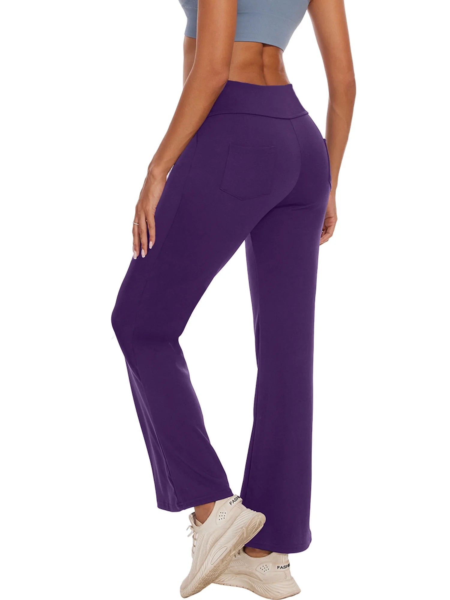 Womens Bootcut Yoga Pants with Pockets Flare Workout Legging High Waist Lightweight Bottoms Activewear Purple 3XL